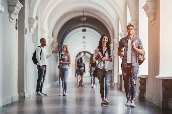 students walking